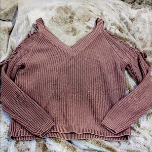 Mauve Knitted Cropped Sweater